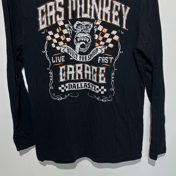 Gas Monkey Garage Men's Black Dallas TX Crew Neck Long Sleeve T-Shirt Small - Picture 2 of 6